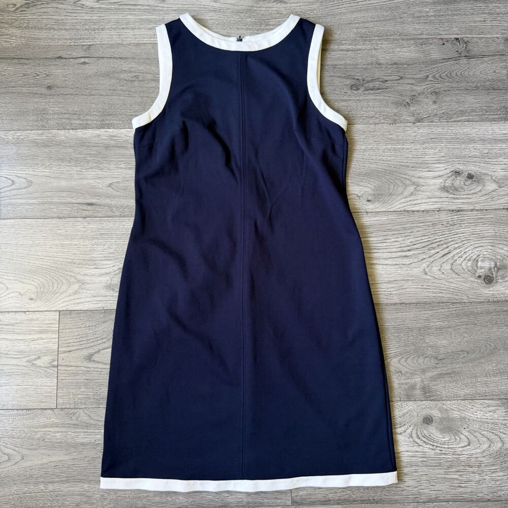 Talbots  Women's Navy & White Colorblock Sheath Midi Dress - Size Petites 12P